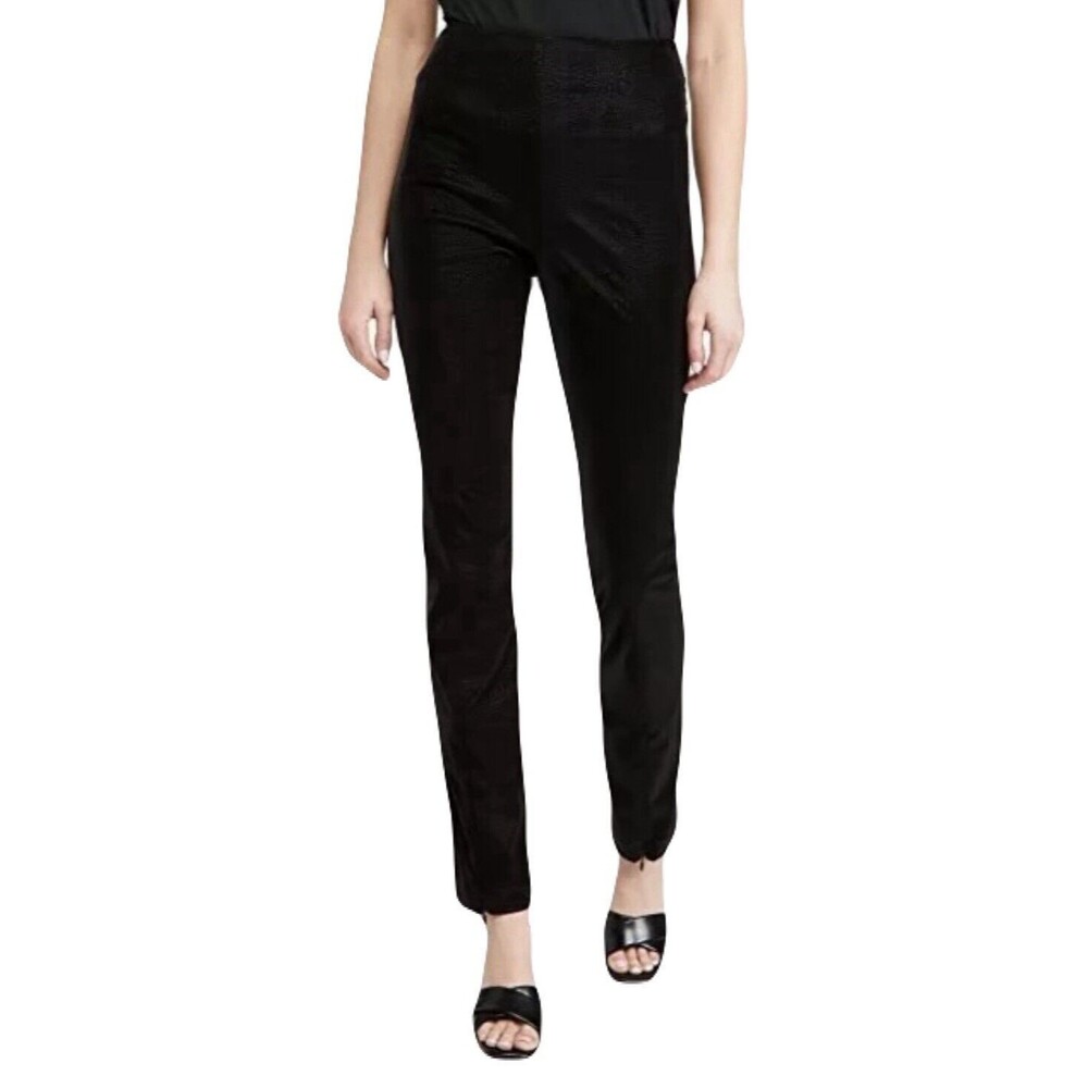 Good American Womens Size 2 Black Faux Leather The Croc Exec High Waist Pant EUC - Picture 2 of 10